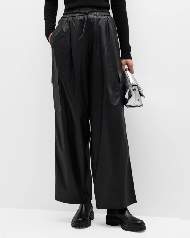 Nappa Lambskin Leather Cargo Pants